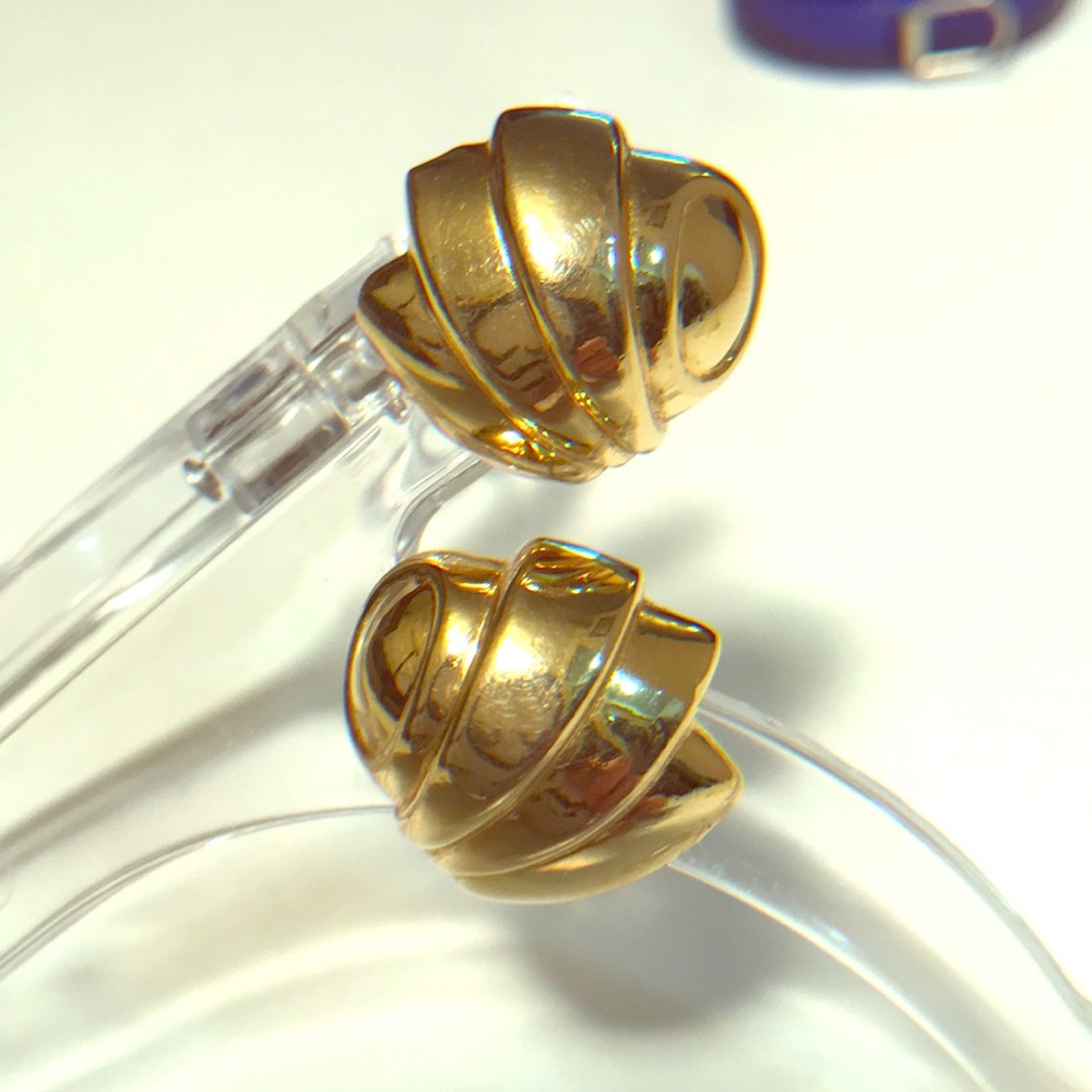 Gold Tone Wrap Design Earrings - Monet